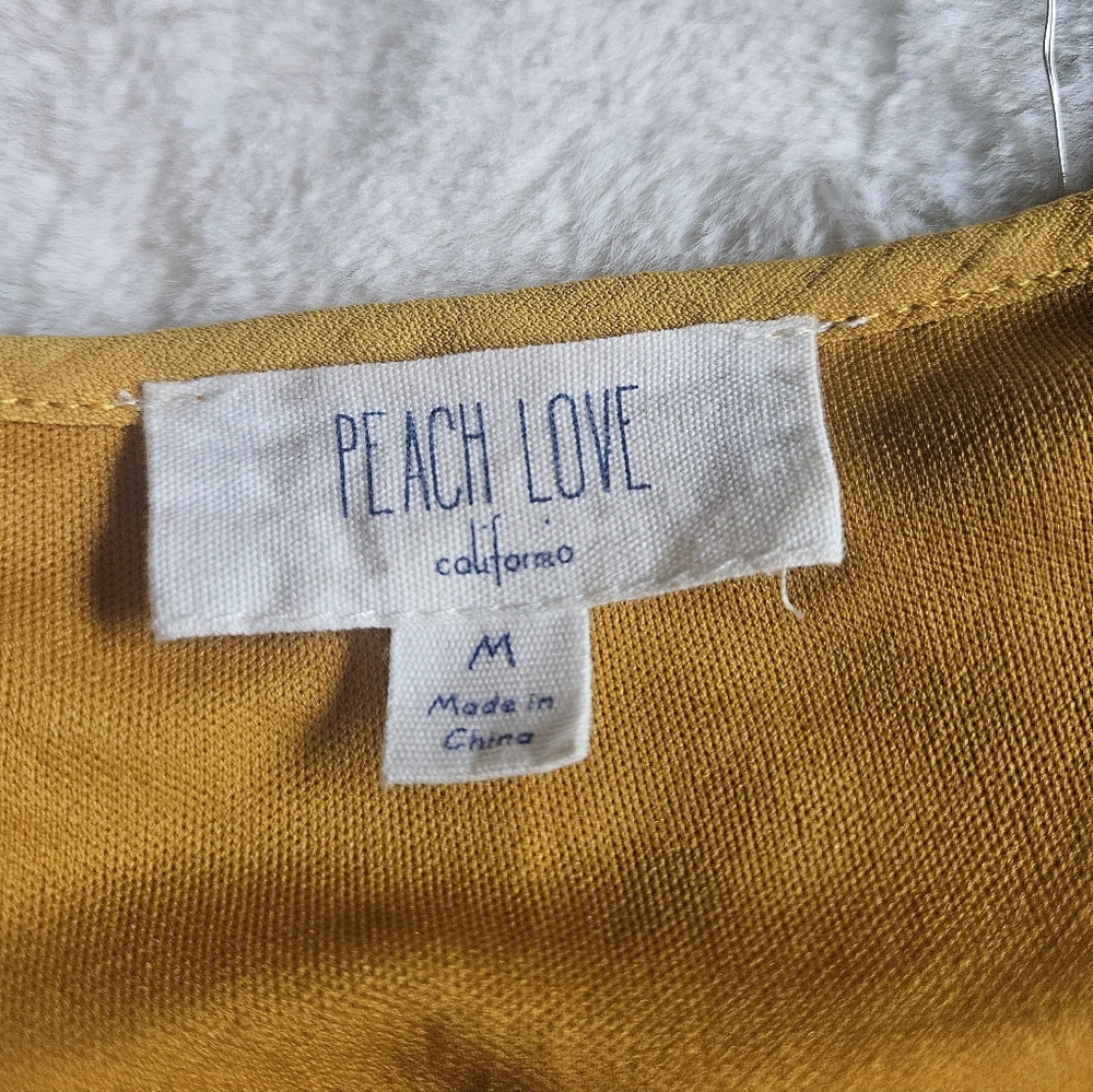 2/$15 Mustard Tiered Long Sleeve V-Neck Mini Dress - Bohemian - Picture 3 of 5